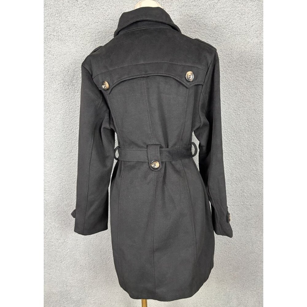 Wantdo Women's Double Breasted Belted Trench Coat Medium Black NWT's - Picture 5 of 8